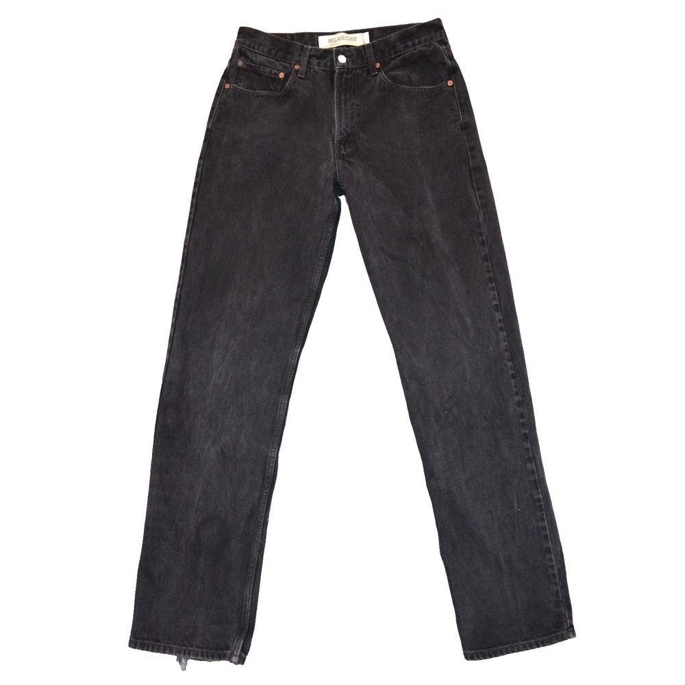 Levi's 550 Relaxed Fit Black Jeans Mens 32x36 (fits 32x35) Distressed Hem